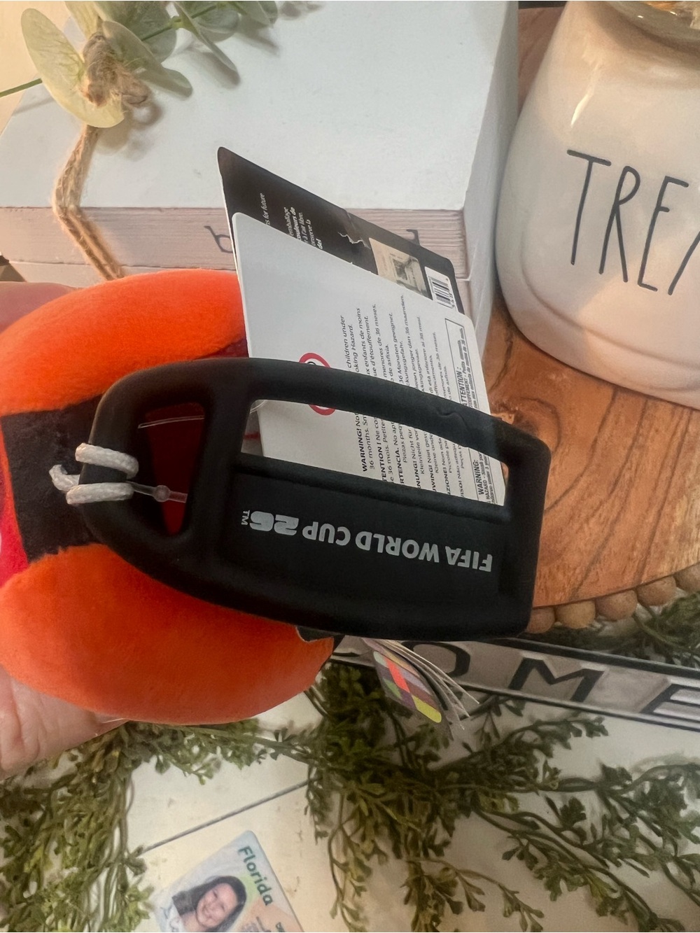 CANADA FIFA Orange & Black Plush Soccer Ball Key Clip - Picture 3 of 5